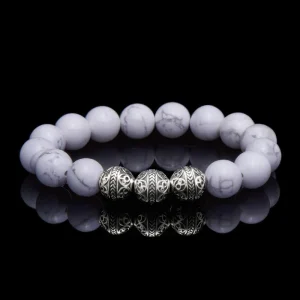 Classic Silver Howlite Beaded Bracelet